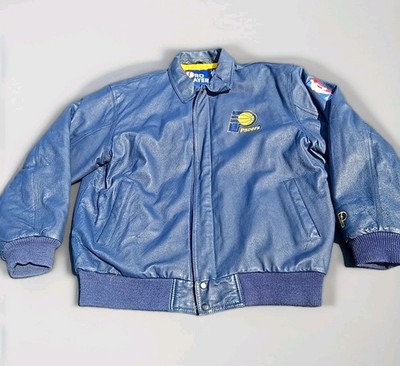 Vintage Pro Player Indiana Pacers Leather Jacket XXL Blue NBA