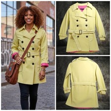 Beau Dawson Gul Velour Kort Trench Coat Dam Storlek Små 