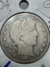 1904-O Barber Half Dollar 50 Cent, Better Date, Full Rims, Free shipping