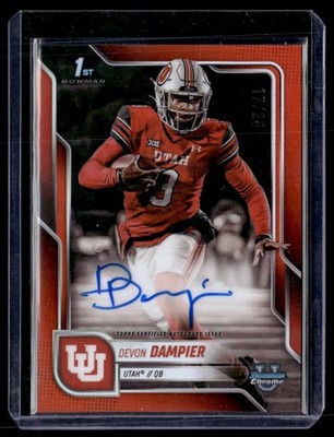 2025 Bowman University Chrome #BCA-DDA Devon Dampier Chrome Auto Orange #/25