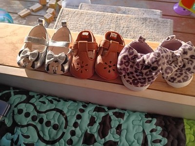 Baby Girl Show Lot Newborn,& 3-6  excellent deal 3 Pairs Shoes