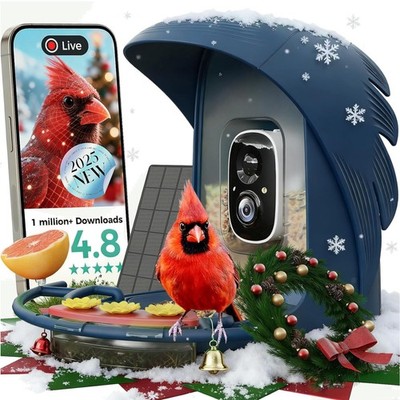 Smart Bird Feeder with Camera, Solar Powered Bird Watching Camera for Outside...