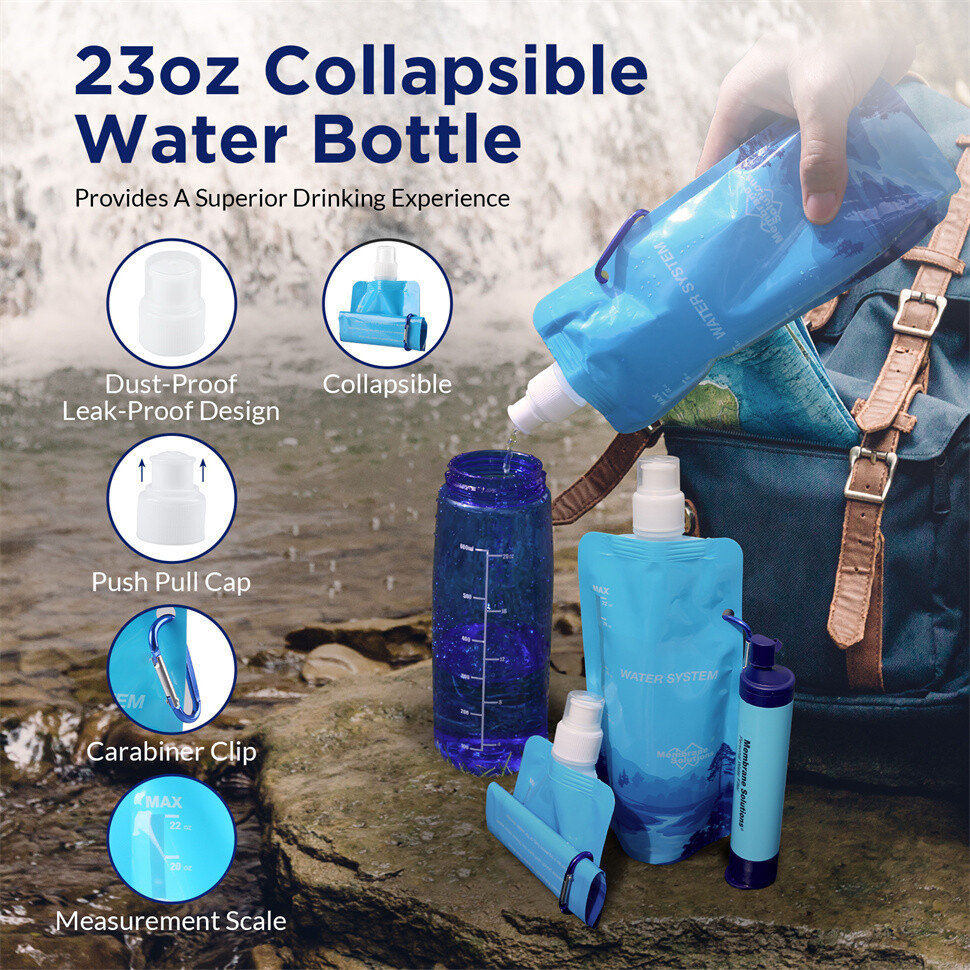 Pack De 4 Bouteilles D'eau Pliables 500 Ml - Réutilisables, Légères, Parfaites Pour Rando Et Voyage