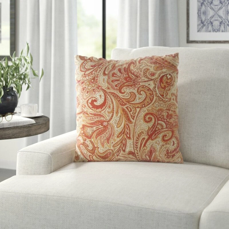 New Cheviot Paisley Throw Pillows in Bittersweet 18" x 18" Square Set of 2