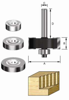 ENT 16690 Falzfräser HW Ø 34,9 mm mit 4 Kugellager Ø 9,5 - 12,7 - 15,88 - 19,05