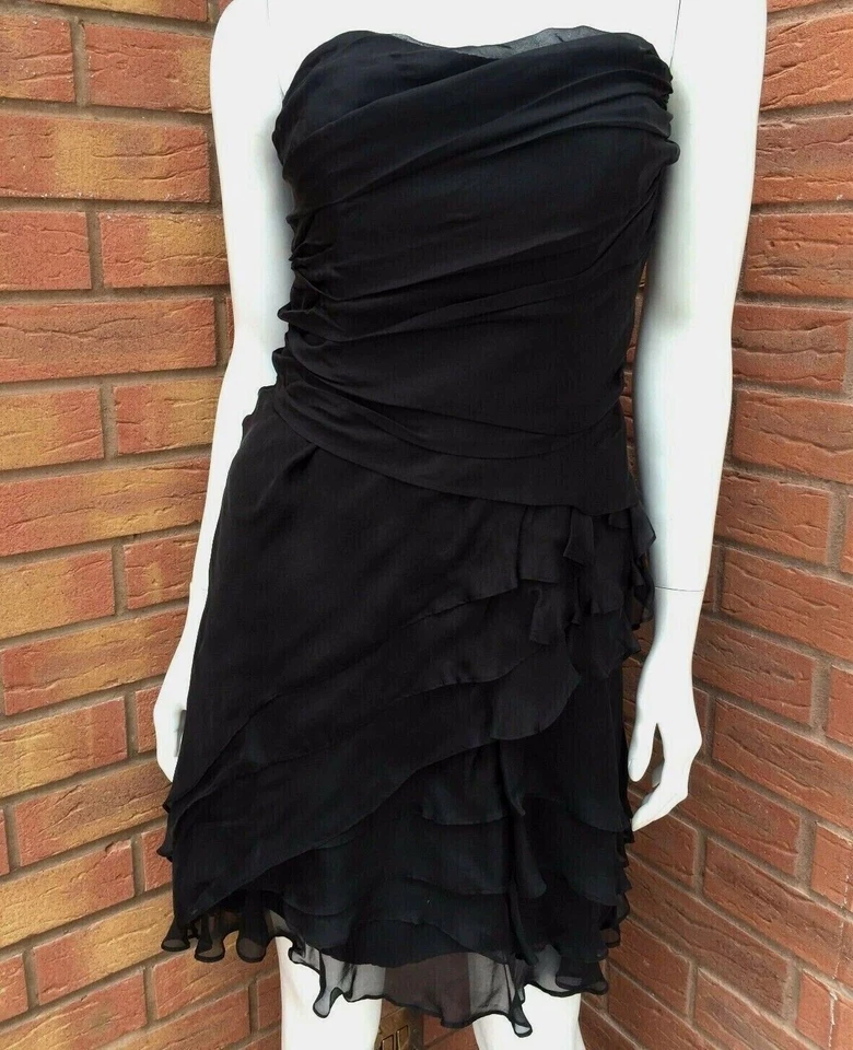 ABS By Allen Schwartz Ruche Robe Bandeau 100% Soie Détail Taille UK10 - Photo 2/4
