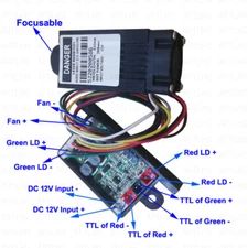  Focusable 12V 532nm 200mW Green Laser Diode Module DIY Fixed TTL continuous PWM