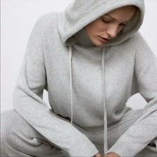 Zara Gray Hooded Knit Sweatshirt NWT9598/047