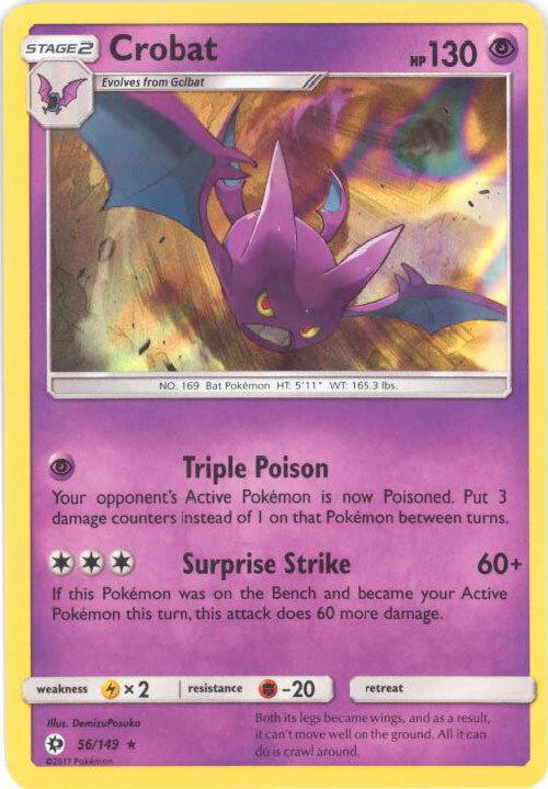 Pokemon Card - Sun & Moon 56/149 - CROBAT (holo-foil) - NM/Mint