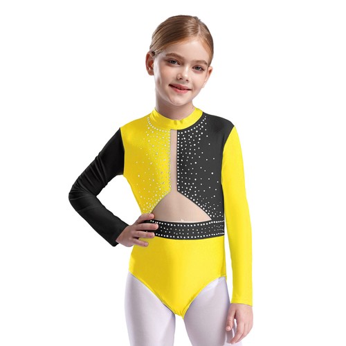 Kids Girls Jumpsuit Ballerina Bodysuit Color Block Dancewear Performance Teens - Picture 94 of 104