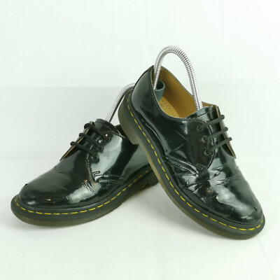 Dr. Martens AW501 flache schwarze Schuhe Leder Sneaker Damen Größe 4 UK 37 EUR