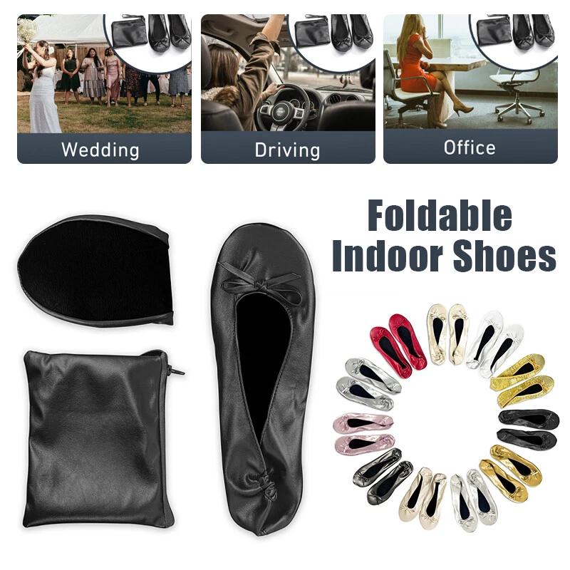 Women Foldable Ballet Flat Roll Slipper Shoes Dance Party Shoes Travel Portable - Image 2 of 4