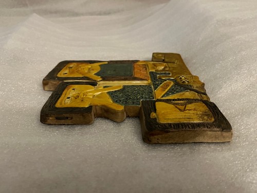 MARCELLO FANTONI Signed Brutalist Caveman Tableau Wall Art/Ceramic Plaque MCM - Picture 16 of 16