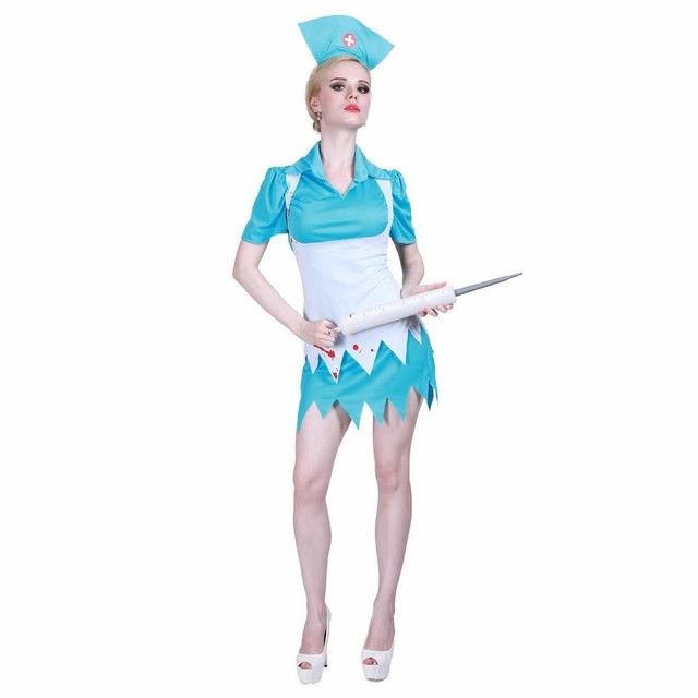 Adult Women Halloween Zombie Nurse Costume Dead Bloody Party Cosplay