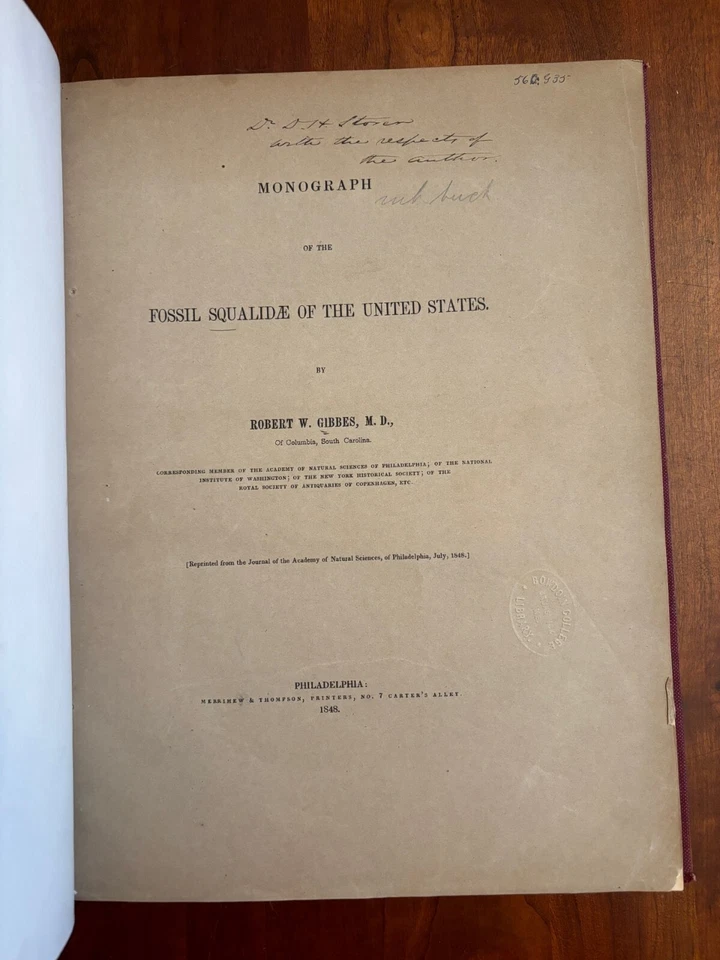 1847 Monograph of the Fossil Squalidae of United States, South Carolina, GIBBES - Image 3 of 4