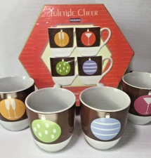 Sakura Holiday 4Pc Mug Set Yuletide Cheer  Hot & Cold Stoneware with Box