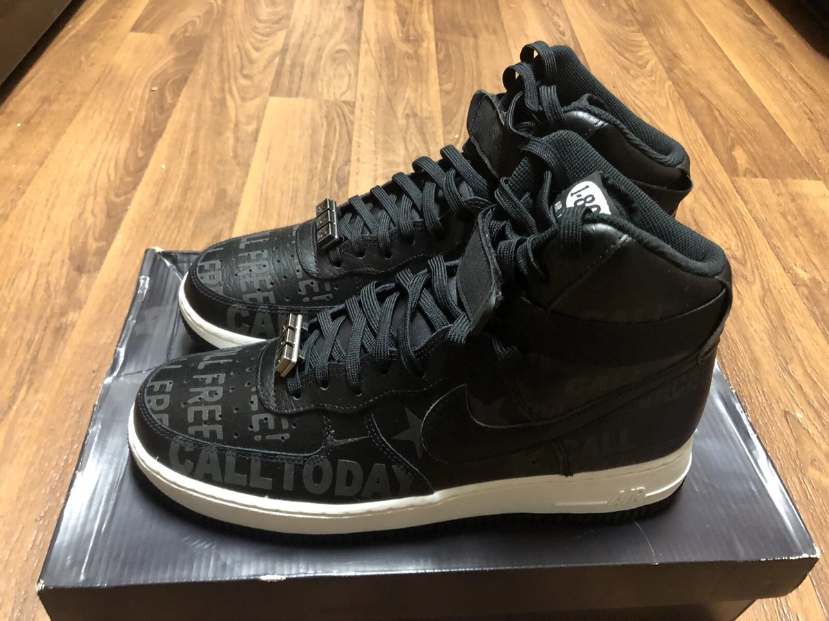 Nike Air Force 1 High 07 PRM 3M Toll Free 1-800 Black Men Size 10 CU1414-001