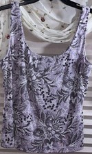 Alex Evening Tank Top Cami Women's Floral Glitters lavender grey XL