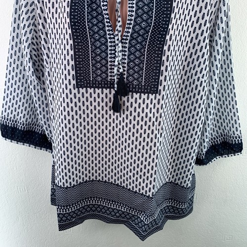 Anna Field Keyhole Neck Blouse, Placement Print Size UK 18, Blue, RRP £27 - Picture 7 of 18