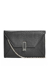 GUESS BRYNNA BLACK SAFFIANO FAUX PYTHON LEATHER,ROSE GOLD CHAIN CROSSBODY,CLUTCH