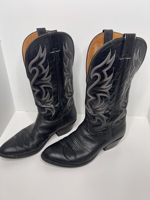 Nocona Boots Mens Sz 10 EE Black Leather Western Cowboy Boots USA