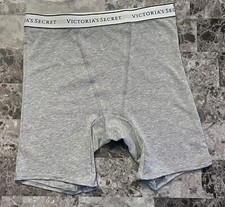 NWT VICTORIA'S SECRET GRAY THICK LOGO WAISTBAND BOY BRIEF BOXER SHORTS PANTIES