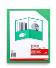 Staples 2-Pocket Folder, Green, 13379, package of 10