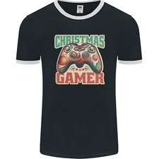 Christmas Gamer Funny Gaming Joypad Mens Ringer T-Shirt FotL