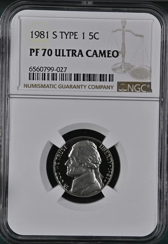 1981 S Type 1 Jefferson Nickel 5C NGC PF70 Ultra Cameo DL47
