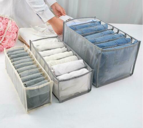 2x 7 Grids Jeans Clothes Storage Boxes Organizer Drawer Leggings Closet Wardrobe - Picture 12 of 14