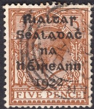 IRELAND-1922 5d Yellow-Brown Sg 7 GOOD USED