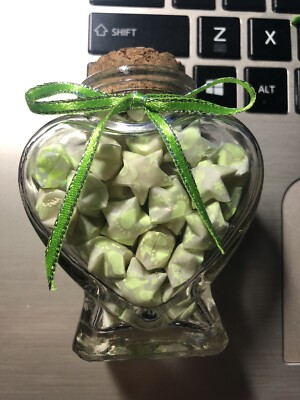 Glow In The Dark Origami Lucky Stars In Heart Shaped Jar (Yellow) 3x3in Gift