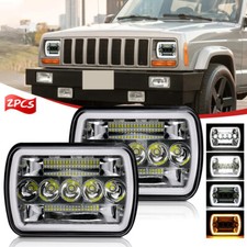Fit Jeep Cherokee XJ 1984-2001 Pair 5x7'' Led Headlights Hi/Lo DRL Turn Signal