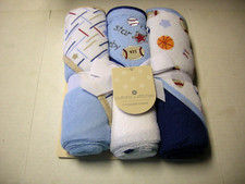 Buttons  Stitches Hooded Towels, 3 Pack, Sports Design, Blue  White, Brand New