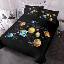 Galaxy Planet Bettwäsche Sets Cosmic Space Bettbezug Set für Ganzjahres 3 Stück A
