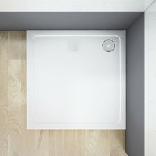 AICA Bath Stone Tray Slimline Shower Base White Drain Threshold +Free Waste Trap