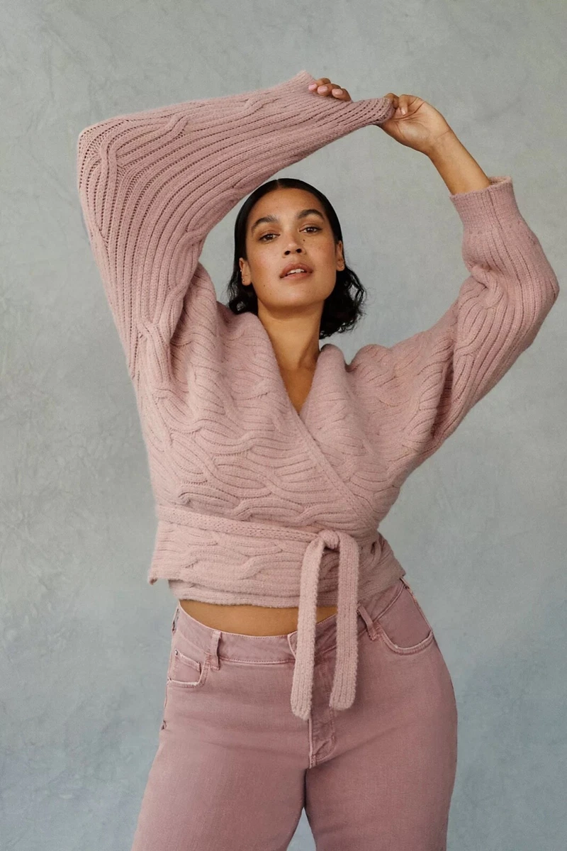 Pink ballet wrap sweater top