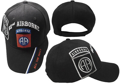 82nd Airborne All The Way! Black Shadow Embroidered Cap  display picture 2