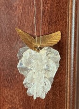 Handmade Beaded Strawberry Ornament Clear With Gold Leaves - NEW