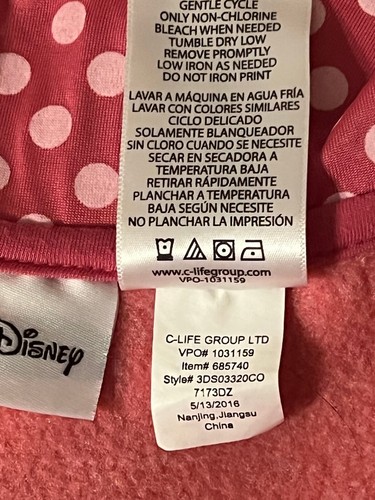Sz 6 Girls Disney Minnie Mouse PINK Hoodie Zip Sweatshirt Ruffle Lace Polka Dots - Picture 7 of 14