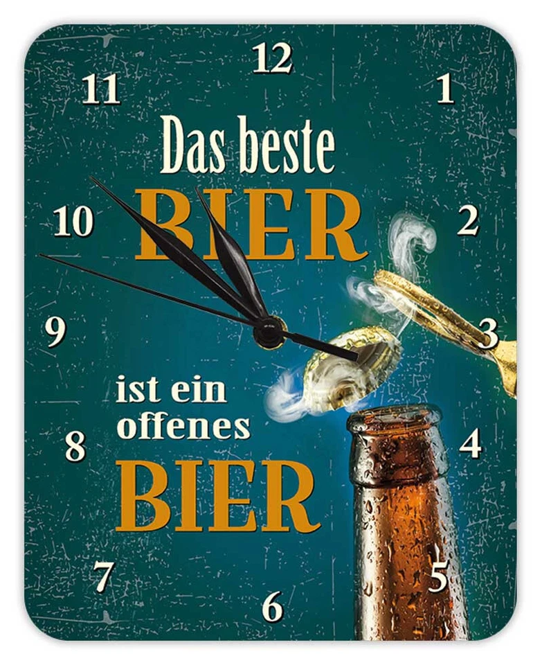 BLECHWAREN FABRIK BRAUNSCHWEIG GMBH Das beste Bier ist ein offenes Bier - Wanduhr aus Blech 20 x 25 cm KU25