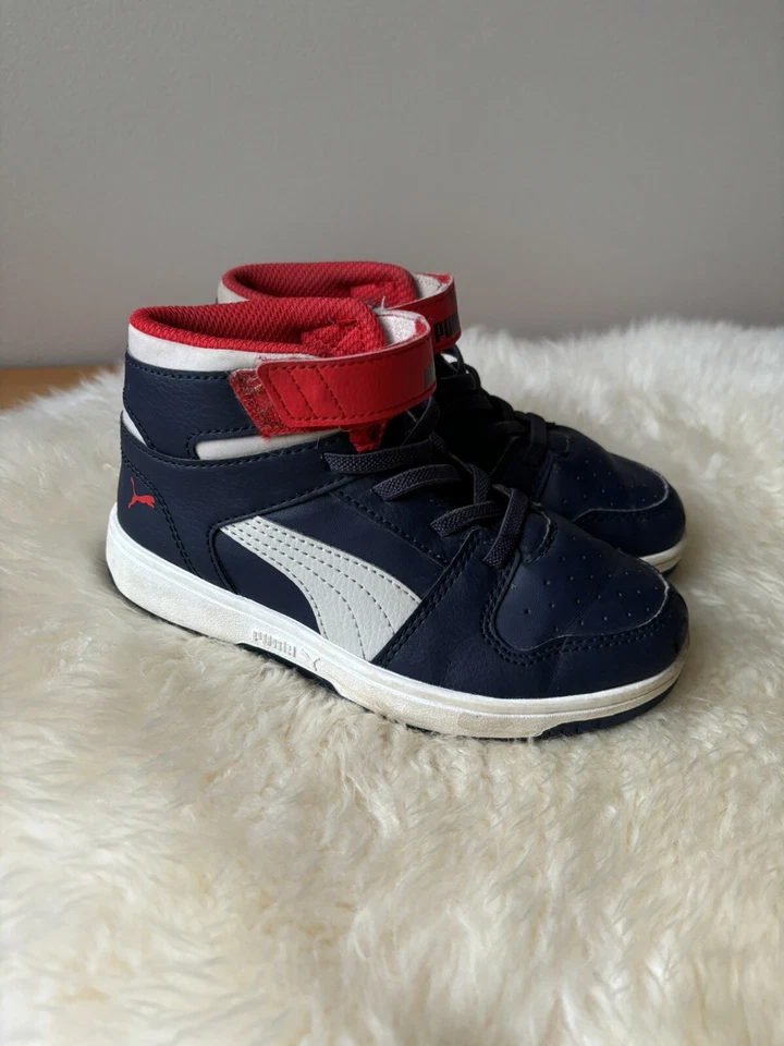 Puma Athletic High Top Sneakers Rebound V6 Boys Sz 13 Blue Red Basketball Shoes - Image 3 of 4