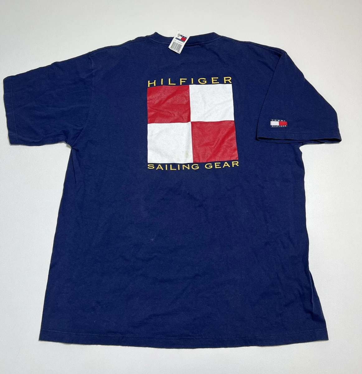 VINTAGE 90s Tommy Hilfiger T-Shirt Sailing Gear Flag Mens L DEADSTOCK