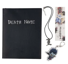 Anime Death Note Cosplay Notebook with Feather Pen, Necklace and Keychain