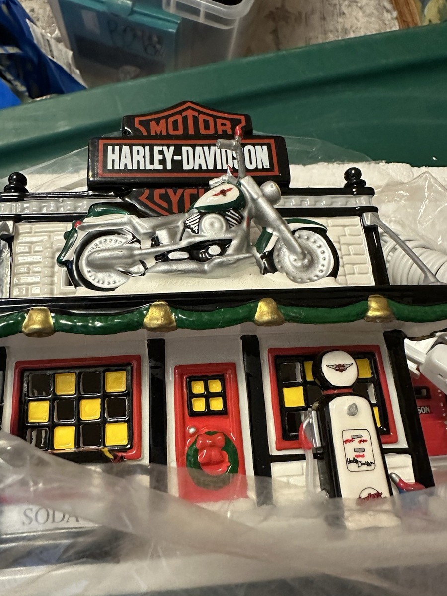 Department 56 Harley Davidson Motorcycle Shop Snow Village 54886