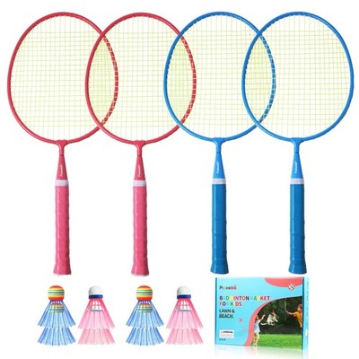 Kids Badminton Racket Set - Children Beginner Family Outdoor Camping Badminto...