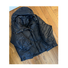 Women  s Black Hooded Puffer Jacket Full Zip Solid Short Length Regular Fit
