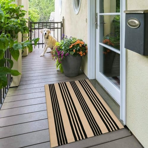Front Door Mat 24"x51", Machine Washable Porch Rug Outdoor Door Mat Striped - Picture 2 of 7