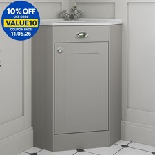 Corner Bathroom Vanity Unit Basin Sink Traditional Cabinet Furniture Grey 580mm