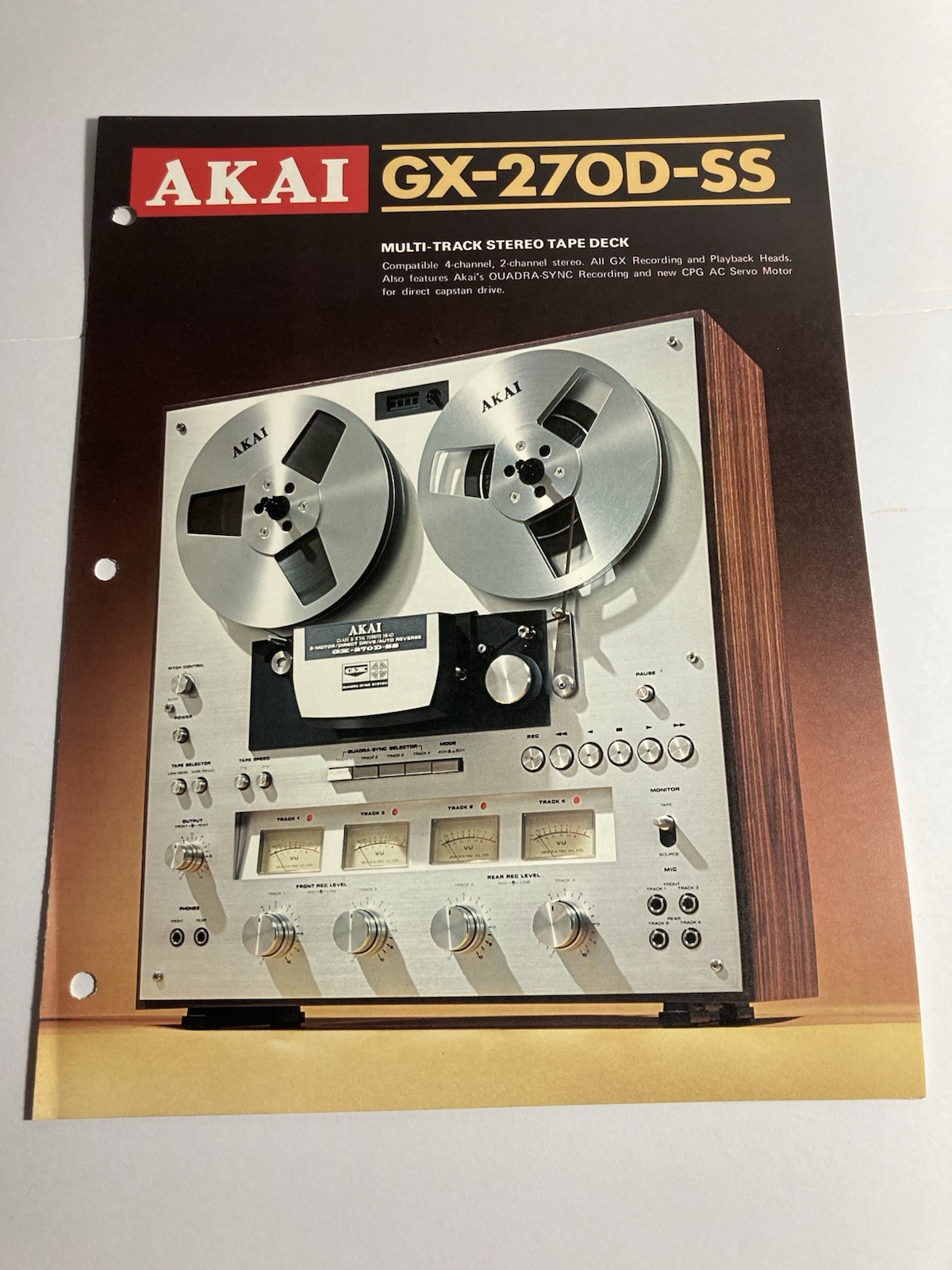 Akai 270D-SS Multi-Track Stereo Tape Deck Brochure Original